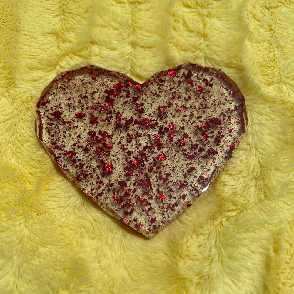 Red Flakes Heart-Shaped Coaster